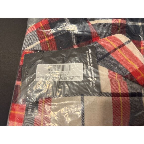 Pretty Little Thing Navy Plus Checked Short Sleeve Top & Long Pyjama Set - Picture 3 of 7